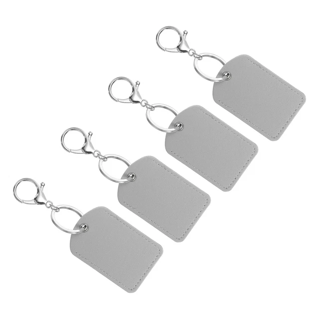 Portachiavi in pelle, 4 pz portachiavi in pelle con portachiavi per carte d'identità, grigio
