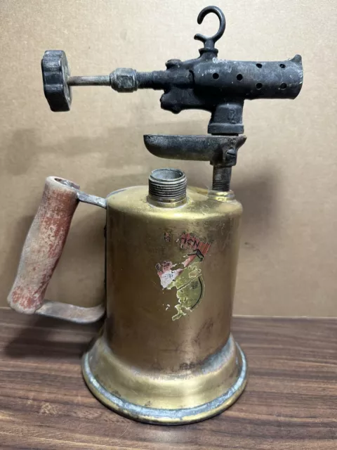 Old Vintage Antique Otto Bernz Brass Gasoline Blow Torch Non-Working Parts Model