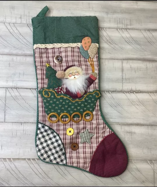 Vintage Christmas Stocking Santa In Sleigh