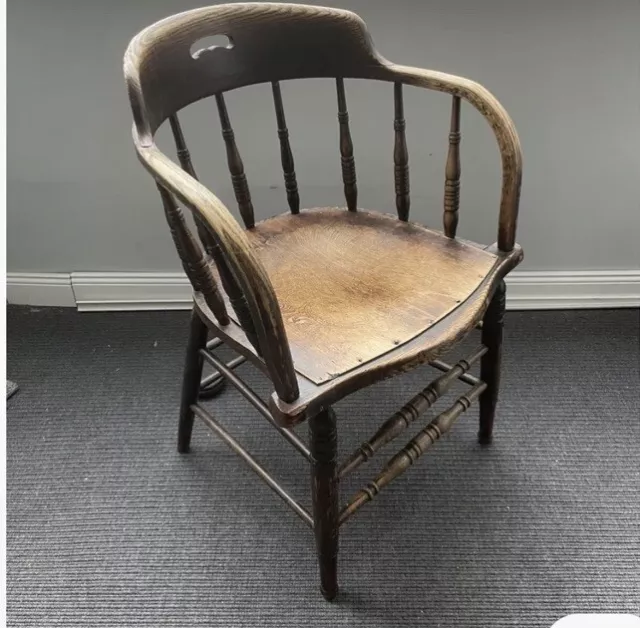 Antiker Captains Chair Armlehnstuhl 1890 Schreibtischstuhl Stuhl Art Deco