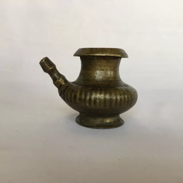 An antique brass hindu ritual spouted lota pot vessel LOTA-LINGAM