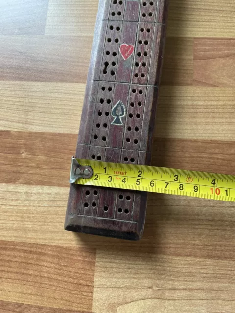 Vintage Dark Hard Wood Wooden Cribbage Scoring Board/32cm Long/collectable Game 3