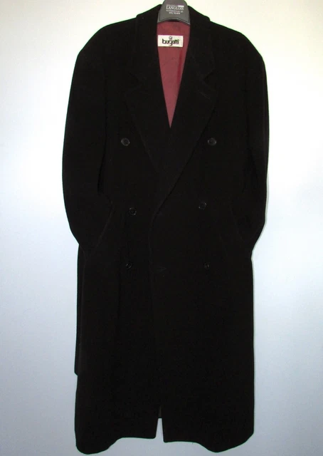 Vtg Elegant Maroon  Wool Bugatti  Men  Long Coat  West Germany  Sz L ( Chest 50)