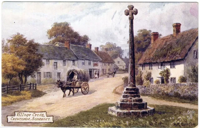 TUCK English Village Scene c 1910 CROWCROMBIE SOMERSET Horse Wagon by QUINTON