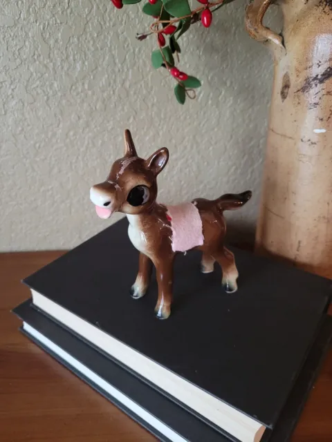 Vintage Ceramic Donkey/Reindeer/Mule Figurine Nativity Christmas 5"