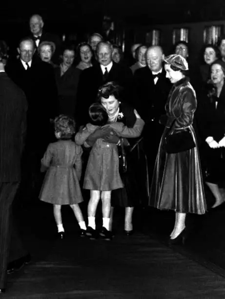 The Queen Mother holds grandson Prince Charles a tight embrace- 1954 Old Photo