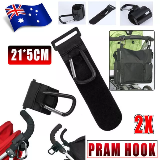 2x Pram Hook Baby Kids Stroller Hooks Shopping Bag Clip Carrier Pushchair Hanger