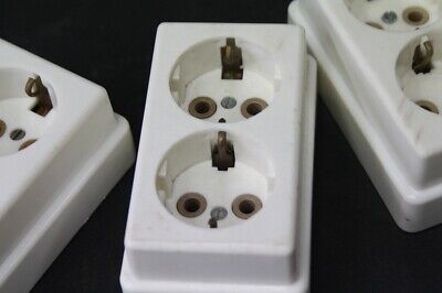 1 X Old Socket Double Socket Exposed GDR Vintage 2fach Schuko 3