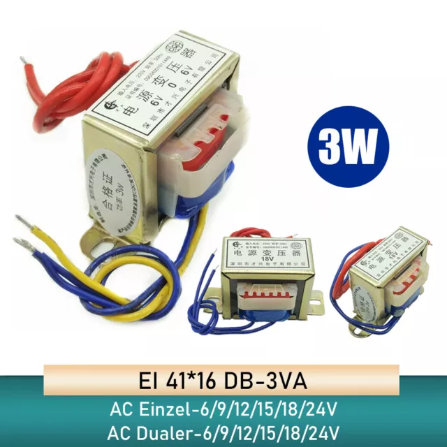 3W Leistung Transformator AC 220V to 6-24V Einzel/Dualer Ausgang Trafo Netztrafo
