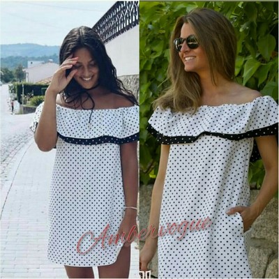 Zara New White Black Printed Dress SIZE M UK 10