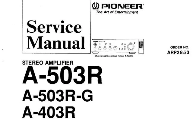 PIONEER A-403R A-503R Service Manual Book Inc Schems In English Stereo ...