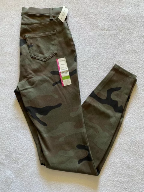 WOMENS TIME AND Tru High Rise Camo Stretch Jeggings Size XS/0-2