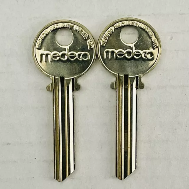 Medeco blank keys, uncut blank round headed keys lot of 2 level 1 security USA