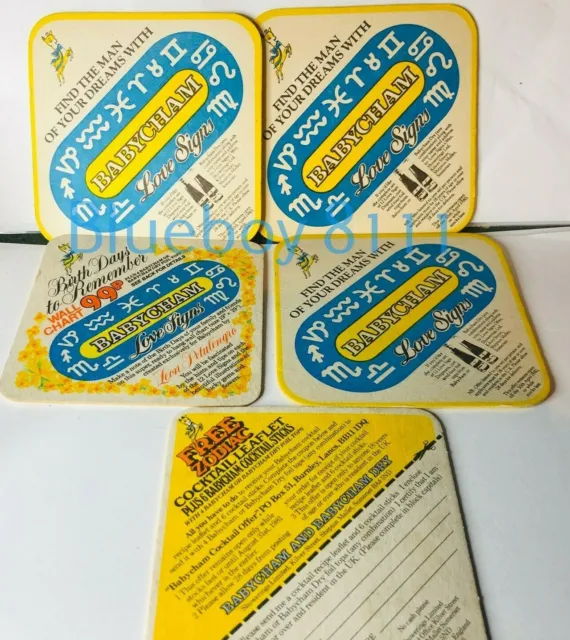 5 Vintage Babycham Zodiac & Advertising Beer Mat Coasters original