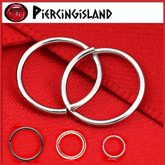 Sterling Silver 6-8-10mm Septum Ear Nose Lip Ring Hoop Earring Sleeper Piercing