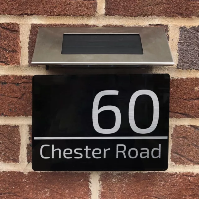 Solar Light Door Sign Numbers House Sign Plaques Door Personalised Name Plate UK