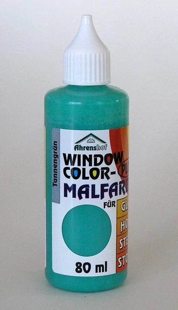 3x Ahrenshof Window Color Plus Fenstermalfarbe Tannengrün 80 ml