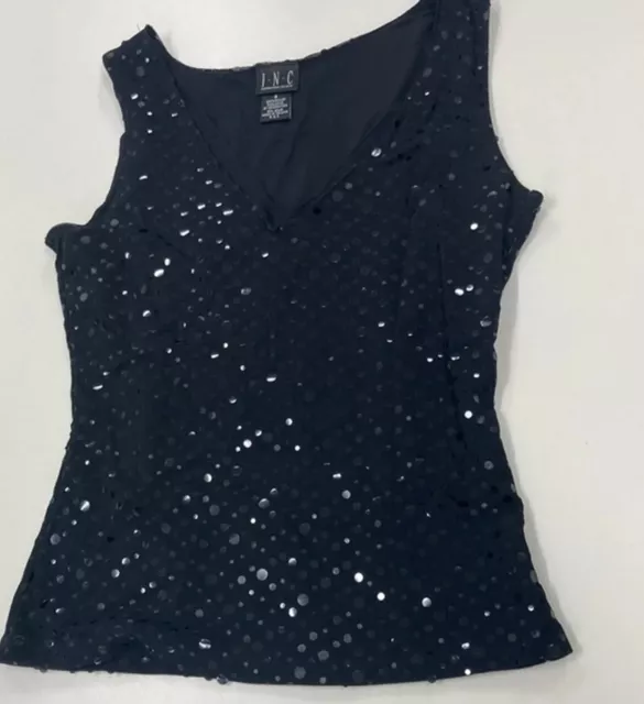 INC sparkle sequin top size small international concepts black