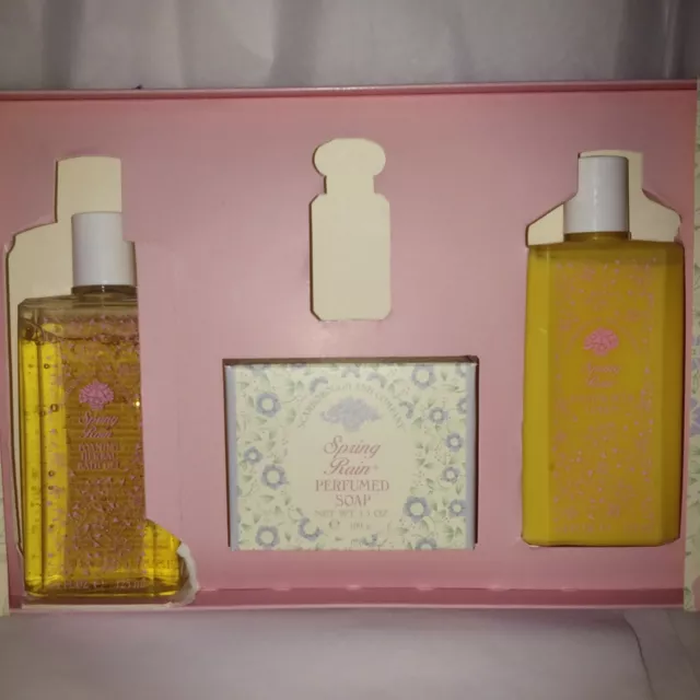 crabtree evelyn spring rain lotion, bath gel soap set