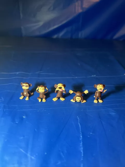 5 Miniature Funny Plastic Monkeys