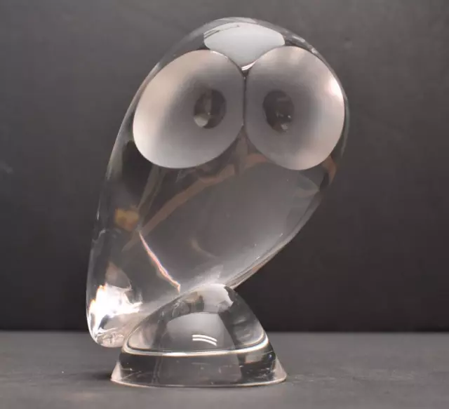 Vintage Steuben glass crystal Owl paperweight MCM figurine Donald Pollard Large