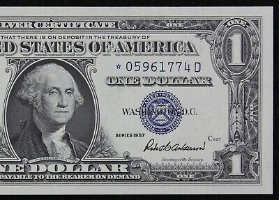 $1 1957 Star D Gem CU Silver Certificate *05961774D one dollar, plain series