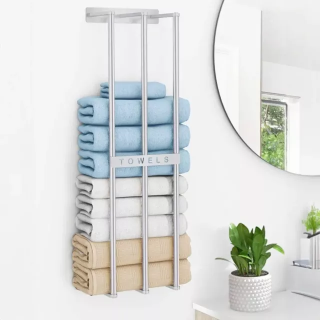 Wall Mounted Towel Holder Rack - Bathroom Towel Rail 4 Colours 71 x 20 x 15cm