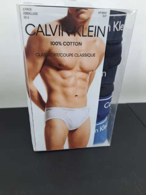 Calvin Klein Men's S/P Underwear 6 Pack Classic Fit Cotton Hip Briefs Black Blue