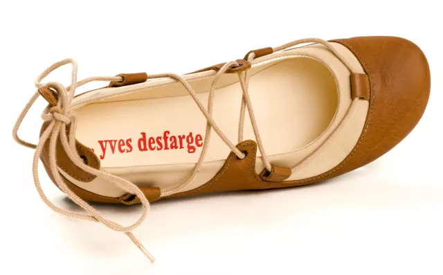 Ballerines À Lacets Marque Yves Desfarges Vintage En Cuir Chaussures Neuves 39