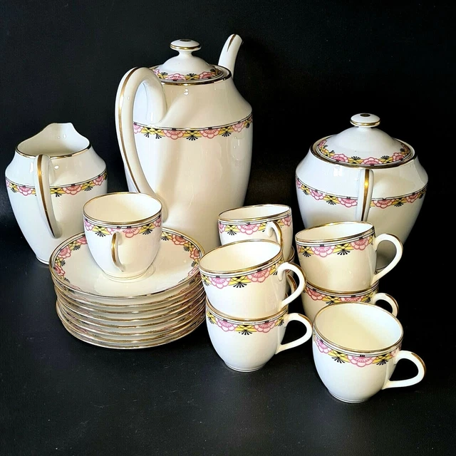 🔅 Ancien Service à Café 8 tasses en Porcelaine de Limoges Charles Ahrenfeldt