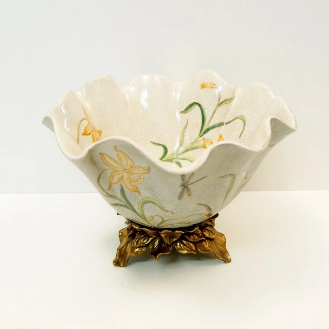 Central Flor Art Deco Estilo Art Nouveau Estilo Porcelana Bronce 3