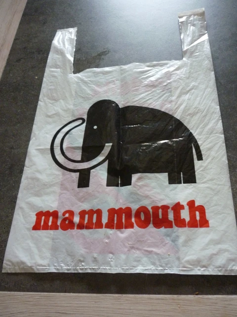 Sac Plastique MAMMOUTH – Objet Publicitaire Vintage, Supermarché Ancien