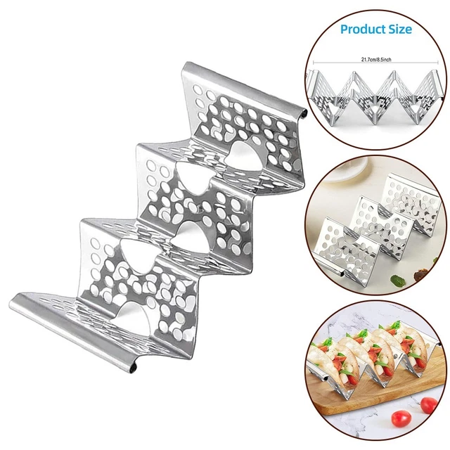 Ejoyous Taco Holder 2 Pack Taco Stand pour 8 à 10 tacos, Le support à tacos antirouille en acier inoxydable peut contenir jusqu'à 4 à 5 tacos chacun, Plateau à tacos pour