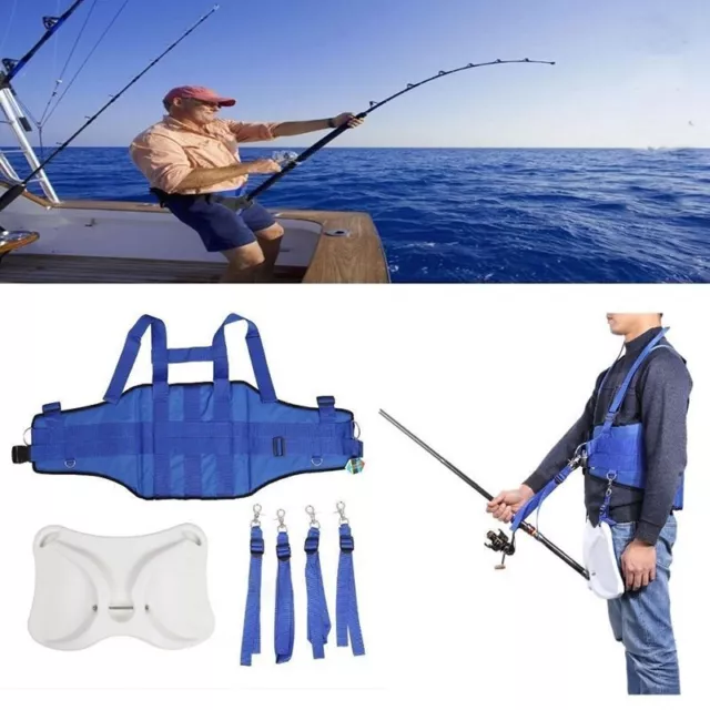 Adjustable Boat Fishing Rod Holder Fighting Belt Shoulder Back Harness Vest Belt