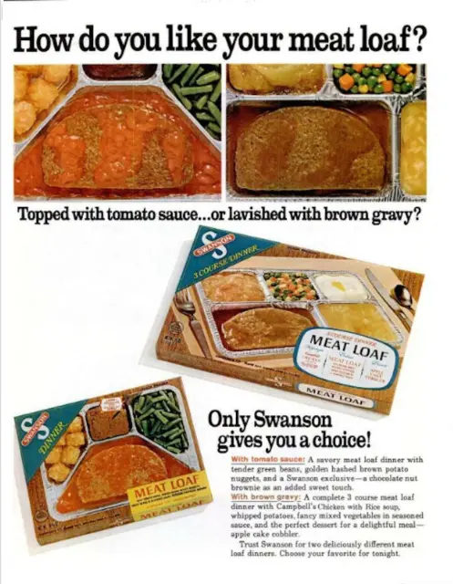 1968 Swanson PRINT AD TV Frozen Dinner Meat Loaf