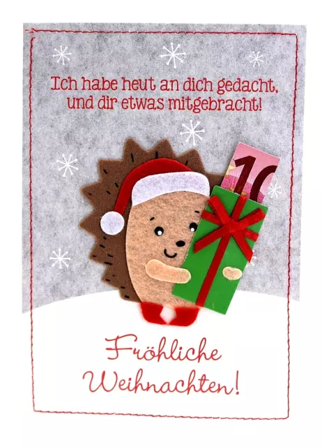 Handarbeit Weihnachtskarte mit Geldfach  Geldscheinkarte Karte zu Weihnachten