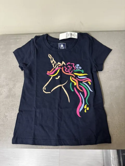 T-shirt unicorno blu navy nuova con etichetta bambino bambino bambino bambino età 3