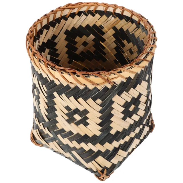 Wicker Trash Can Willow Waste Basket Bamboo Home Woven Bin Laundry