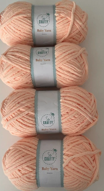 PEACH SO CRAFTY Chenille Baby Yarn 4 X 100g Balls Wool 400g Knitting PEACH SO CRAFTY Chenille Baby Yarn 4 X 100g Balls Wool 400g Knitting