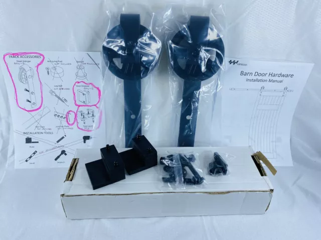 Winsoon - Basic Black - Sliding Roller Barn Door Hardware - READ - PARTS! Lot #2