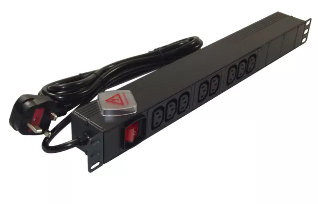 8 way IEC C13 PDU to UK PLUG 1U 19" Horizontal Rackmount Power Distribution Unit