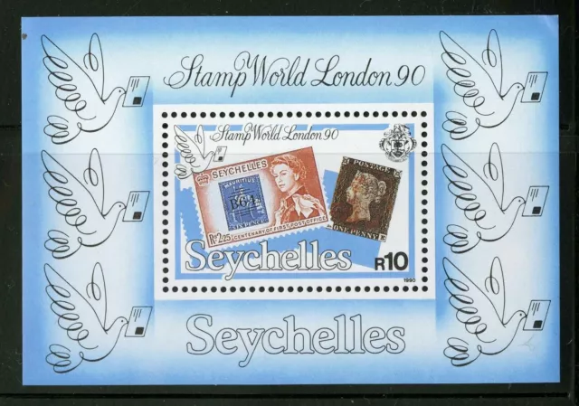 SEYCHELLES, SC 708. Stamp World 1990 souvenir sheet, MNH. CV $14.50