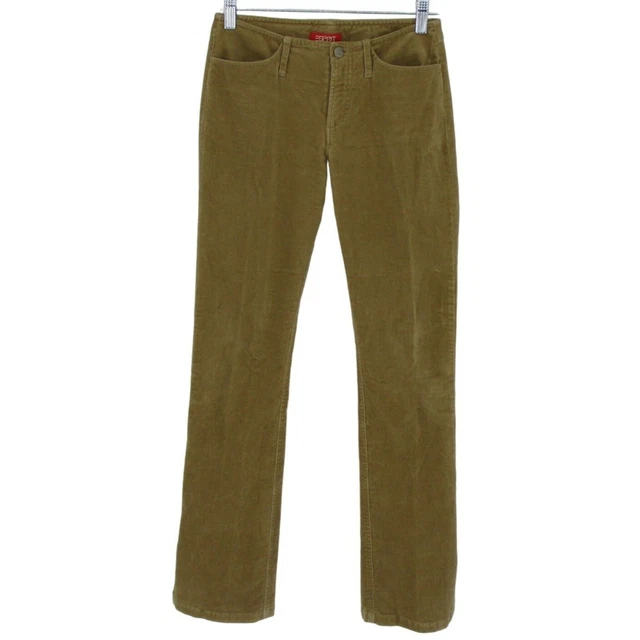Esprit Vintage Pants Womens Size 0 Boot Cut Velvet Y2K 90s Slpit Hem Tan Casual