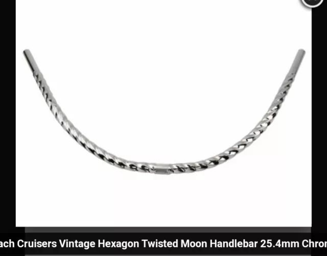 NEW CHROME TWISTED MOON BEACH CRUISER HANDLE BARS (25.4MM )  (15"pullback)