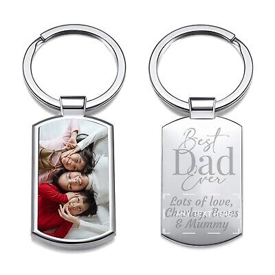 Personalised Keyring Engraved Fathers Day Gift Birthday Best Dad Any Photo 2