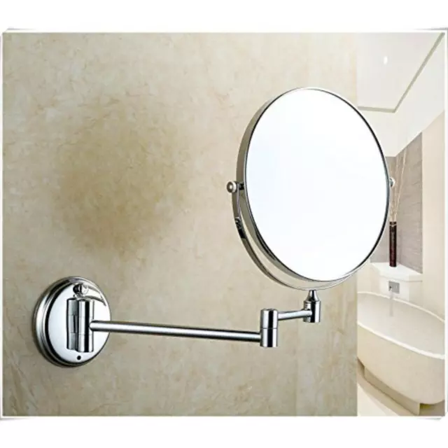 8" Wall Mount Swivel Double Side 5x Magnifying Bathroom Beauty Mirror Makeup