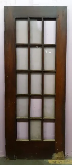 30"x80"x1.75" Antique Vintage Wooden Exterior French Door Window Beveled Glass 2