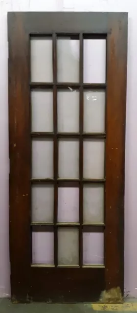 30"x80"x1.75" Antique Vintage Wooden Exterior French Door Window Beveled Glass 2
