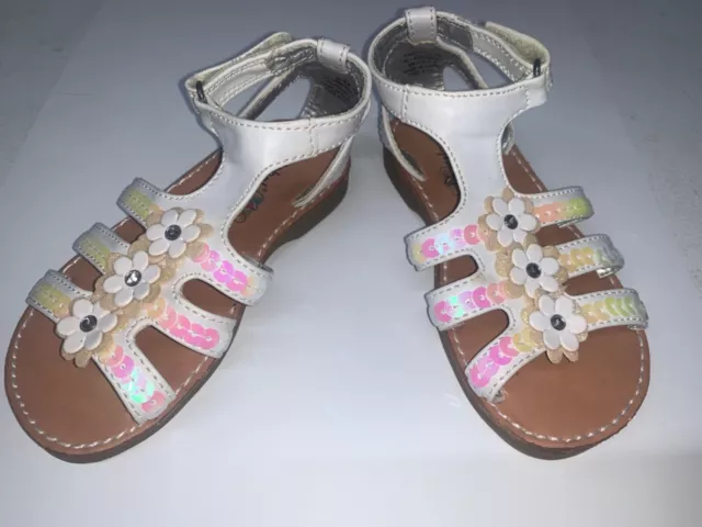 Rachel Shoes Anastasia Sandal Girls toddler  size 7 M Sandal white w flowers new