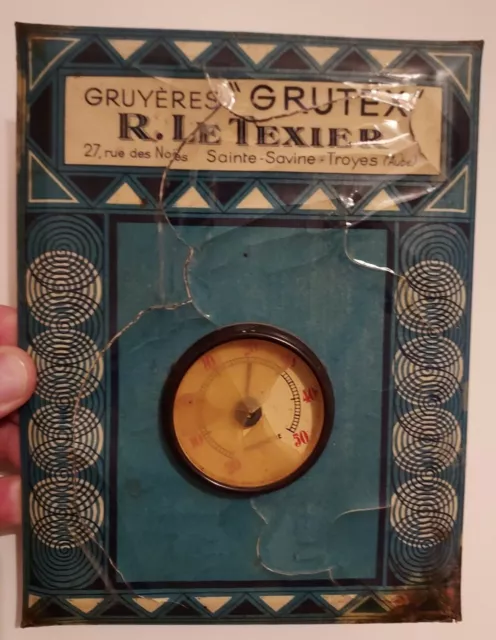 Plaque publicitaire thermomètre ancien Gruyères GRUTEX Le Texier AUBE / RARE PUB